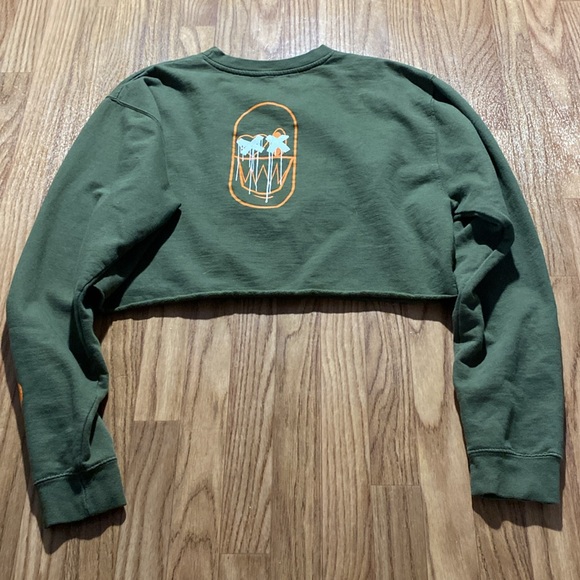 Pain & Killers & Drugs & Crime cropped sweatshirt green orange RX prescription - Picture 6 of 8